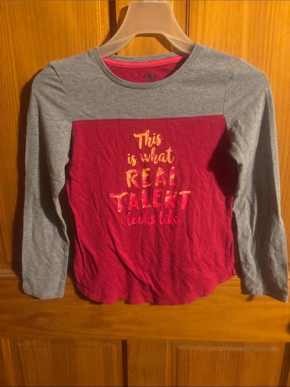Athletic Works Pink and Gray Long-Sleeve Graphic Tee